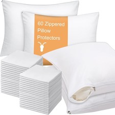 48 Pcs 20 x 26 Inch Zippered Pillow Protectors Bulk, Standard Size