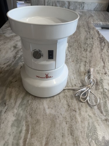 WonderMill WM2000 Electric Adjustable Grain Mill White/Gray missing attachments 