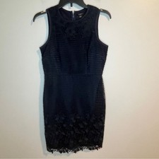 Ann Taylor Navy Lace Overlay Sleeveless Mini Dress