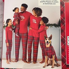 Member's Mark Family Sleep Mens 2-Piece Pajama Set Jolly Crew Red