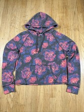 Aeropostale Floral Gray Hoodie Sweatshirt Size M Long Sleeve Logo Pockets