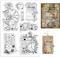 Zeit Pflanze Transparente Silikonstempel Retro Text Klare Stamps Vintage Hinterg