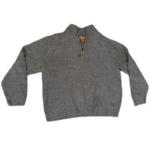 Tasso Elba Mens Gray Long Sleeve Cable Knit Quarter Zip Pullover Sweater Size L