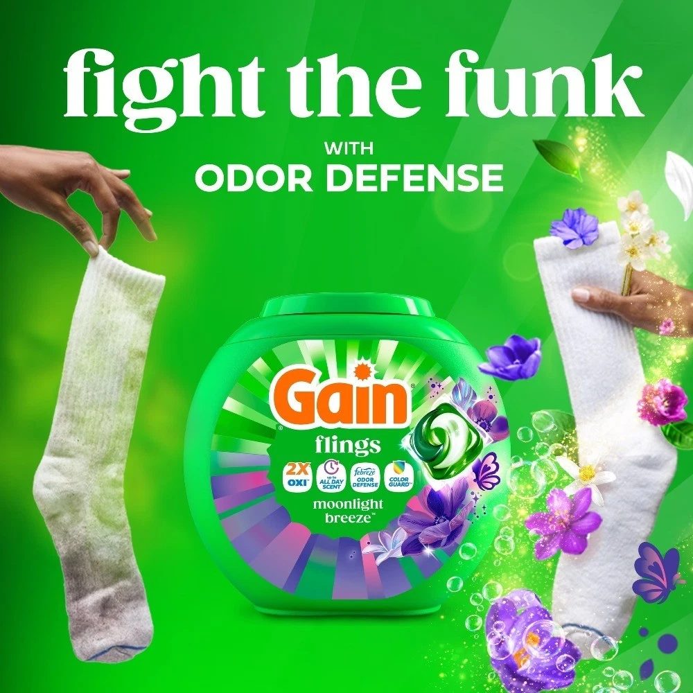 Flings Laundry Detergent Soap Pacs, 4-in-1 Oxi Boost and Febreze, Moonlight - thumbnail 4