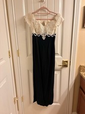Scott McClintock Ivory Lace Black Column Dress Vintage 90 s Size 4 Prom Event