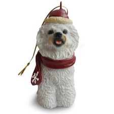 Littlegifts Bichon Frise Snowflake Scarf Dog Holiday Christmas Ornament