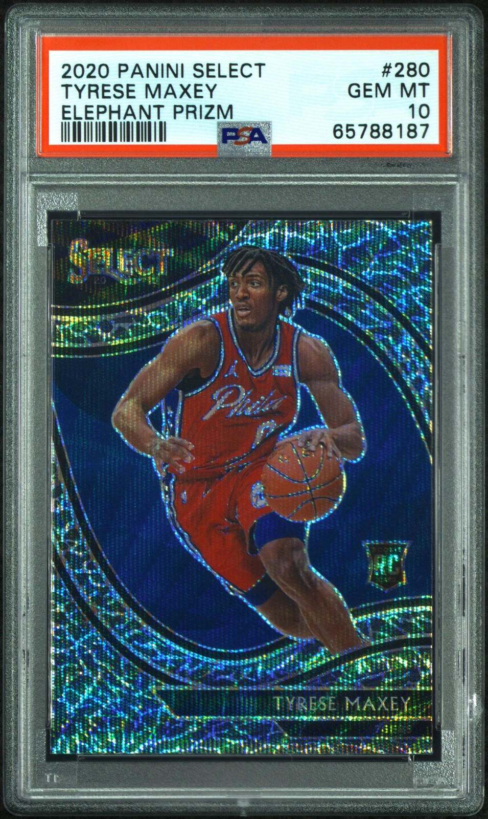 2020 PANINI SELECT ELEPHANT PRIZM #280 TYRESE MAXEY PSA 10