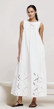 Banana Republic Poplin Embroidered White Maxi Dress Size S NWT RT$250