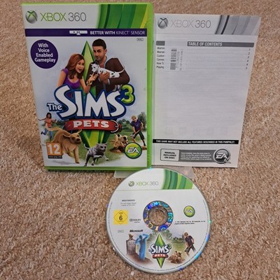 Die Sims 3 Haustiere Xbox 360 Videospiel Kinect Sprachgesteuert Gameplay NEAR MINT