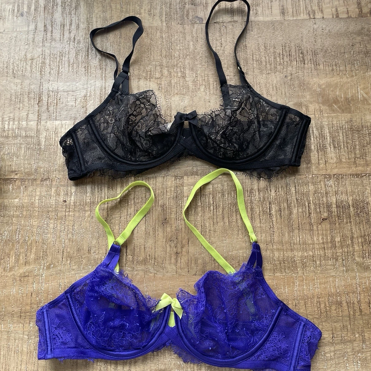Soutien-gorge Victoria's Secret Sans Armatures Fleuri Bleu - Taille 36D, Occasion Très Bon état