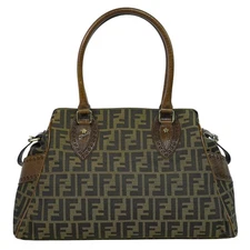 FENDI Etonico Zucca Canvas 8BN162 Tote Handbag Brown Gold