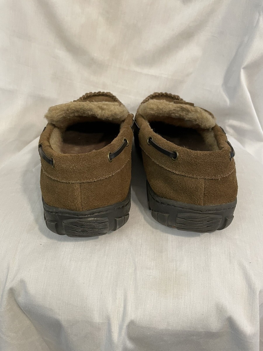 Clarks Hudson Bay II Mens Leather Slippers Brown JMH0674 Sz 11 EUC