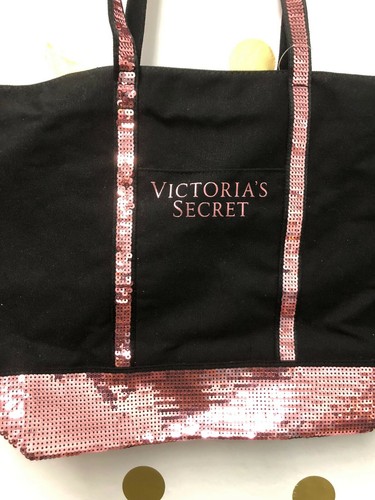 Borsa tote nera Victoria's Secret Bling rosa scintillante nuova con etichette - Foto 3 di 5