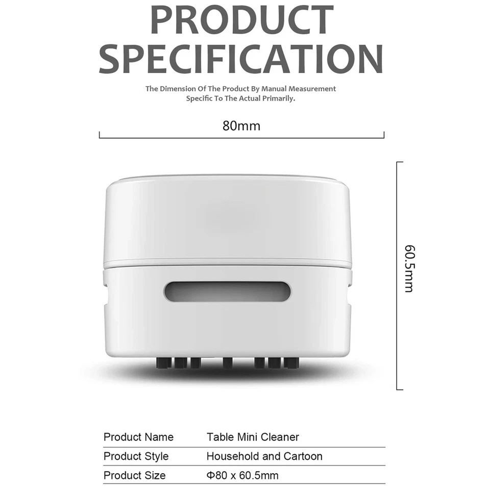 Portable Desktop Vacuum Cleaner Mini Table Dust Crumb Sweeper Brush For Keyboard - Image 2 of 4