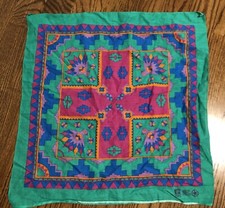 vintage paris cotton bandana Handkerchief native bird print Made In USA