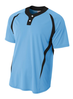 A4 Mens 4oz Micro Poly Interlock 2-Button Short Sleeves Color Block Henley N4229