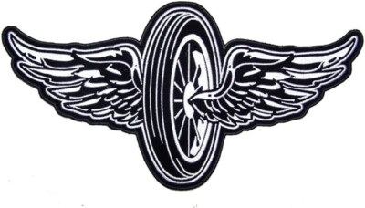 MOTORCYCLE  FLYING WHEEL WINGS PATCH EMBROIDERED  JACKET VEST MC BIKER PATCHES