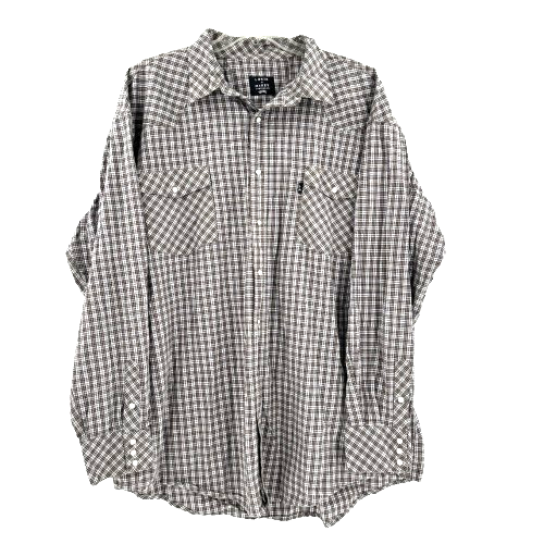 Lakin McKey Pearl Snap Men's Shirt Western Rodeo Cowboy 3XLT Tall Brown Plaid