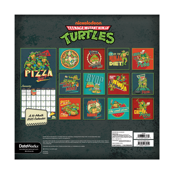 TEENAGE MUTANT NINJA TURTLES - 2025 WALL CALENDAR - BRAND NEW