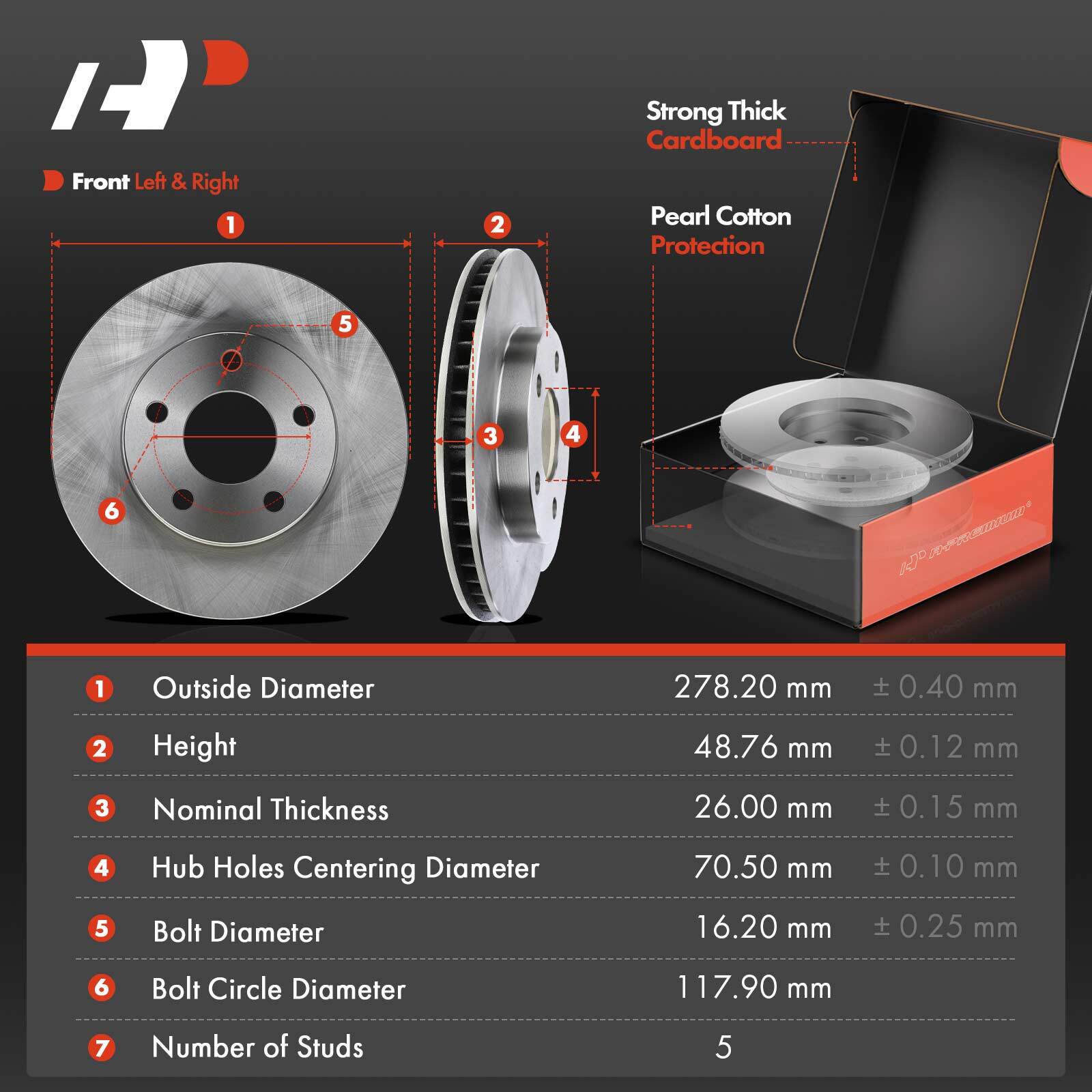 Front Disc Brake Rotors & Ceramic Brake Pads for Chevy Classic