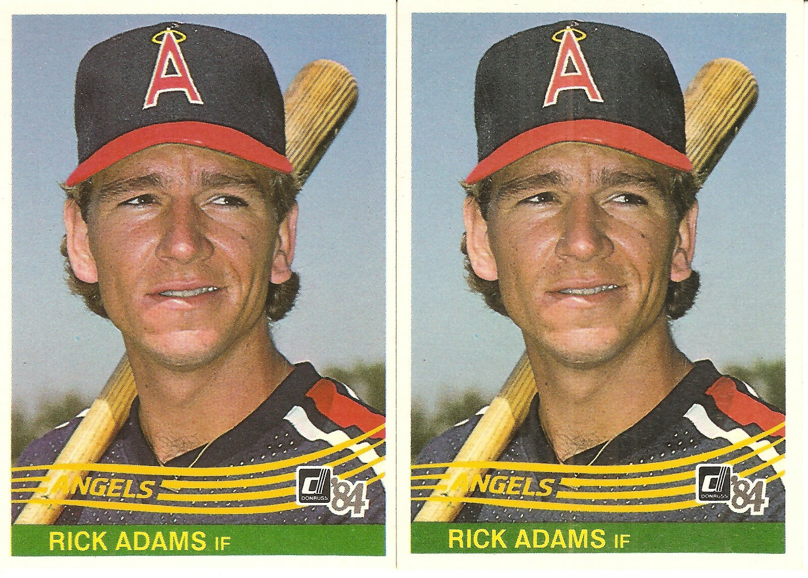 2 CARD 1984 DONRUSS RICK ADAMS BASEBALL CARD LOT  #85
