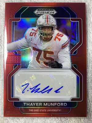 2023 Panini Prizm Draft Picks Thayer Mumford Red Prizm Auto /199