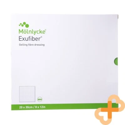 MOLNLYCKE Mhc Exufiber Gel Verband 20 CM X 30 CM 5 Stück Patch Bandage Wund Heilend