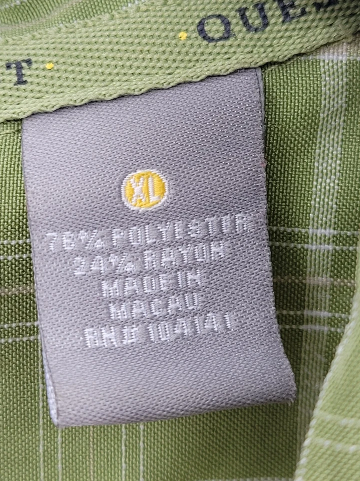 Quest Outdoor Shirt Mens XL Green Plaid Short Sleeve Performance Button Up - Image 4 of 4