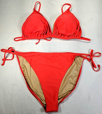 OLD NAVY Women Plus Bikini sz 3X Coral Adj Stap Tie Back Tie Bottom Stretch NWOT
