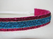 HOT PINK/TURQUOISE GLITTER Headband no slip adjustable non sweaty Hair Bands