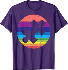Retro Puzzle Rainbow Heart Autism Awareness Unisex T-Shirt