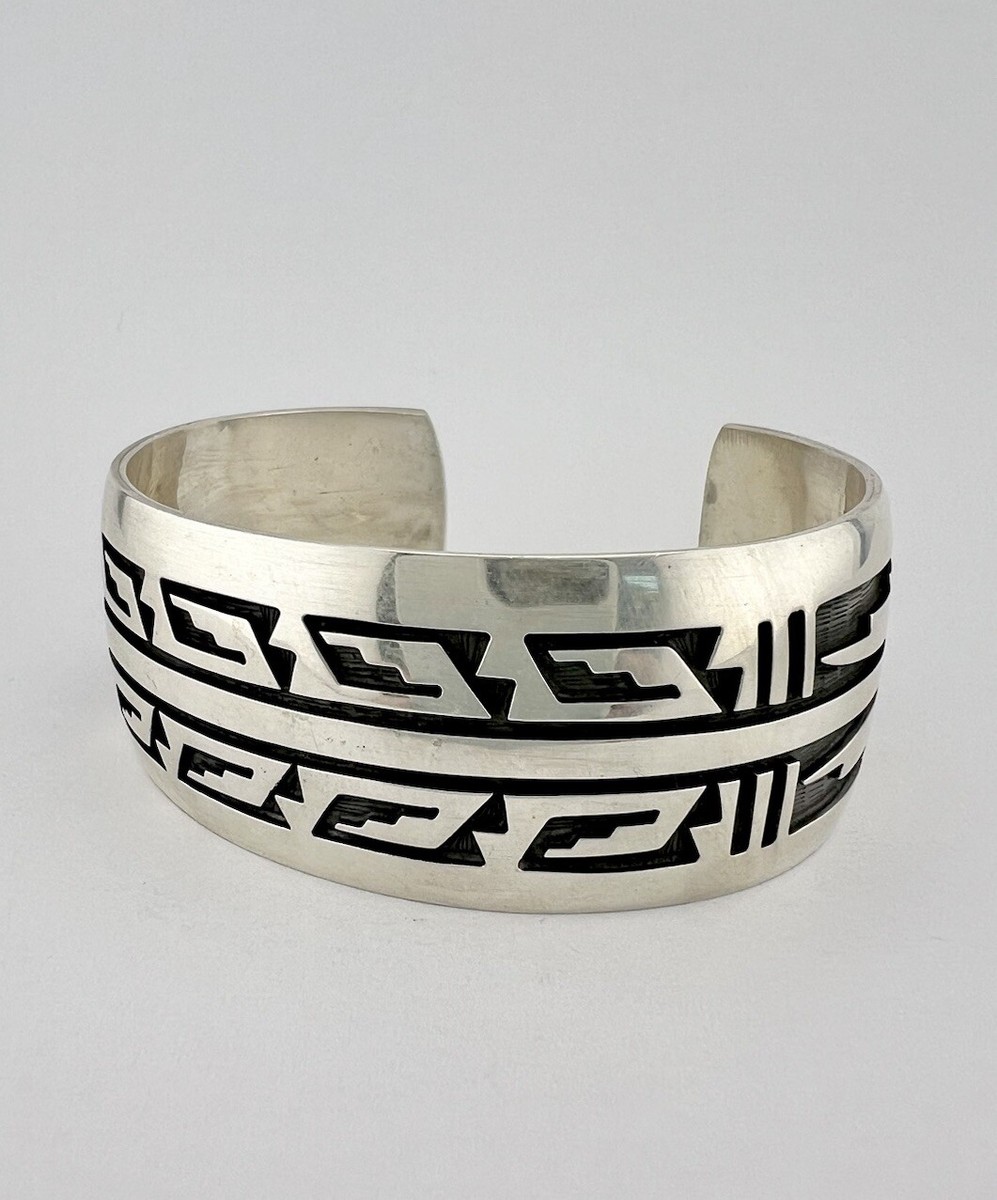 Vtg Hopi Floyd Namingha Lomakuyvaya Sterling Silver Tribal Cuff