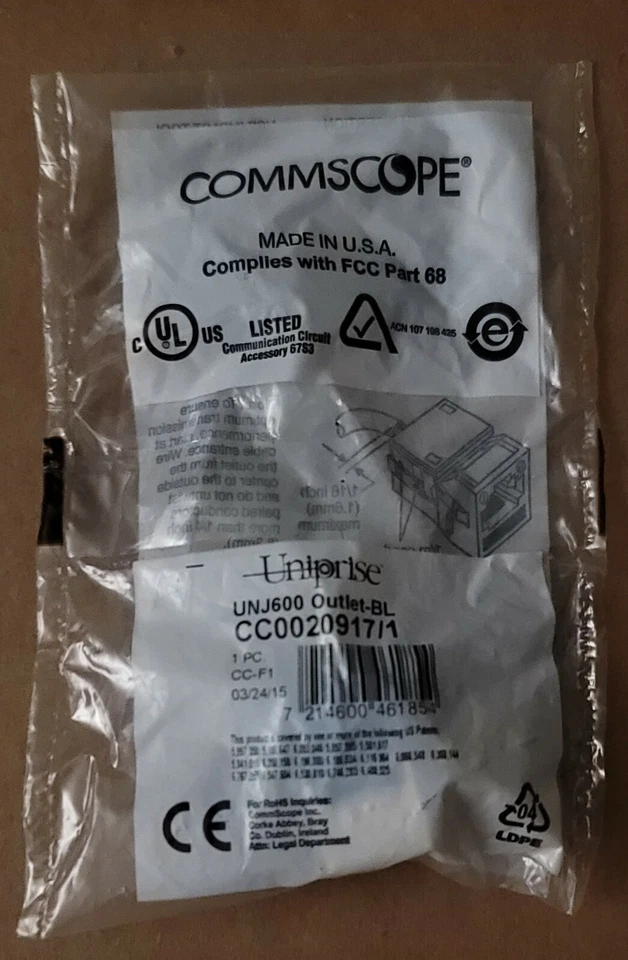 (9) COMMSCOPE UNIPRISE UNJ600-CC0020917/1 UNJ500 CAT6 *NEW* - Image 3 of 3