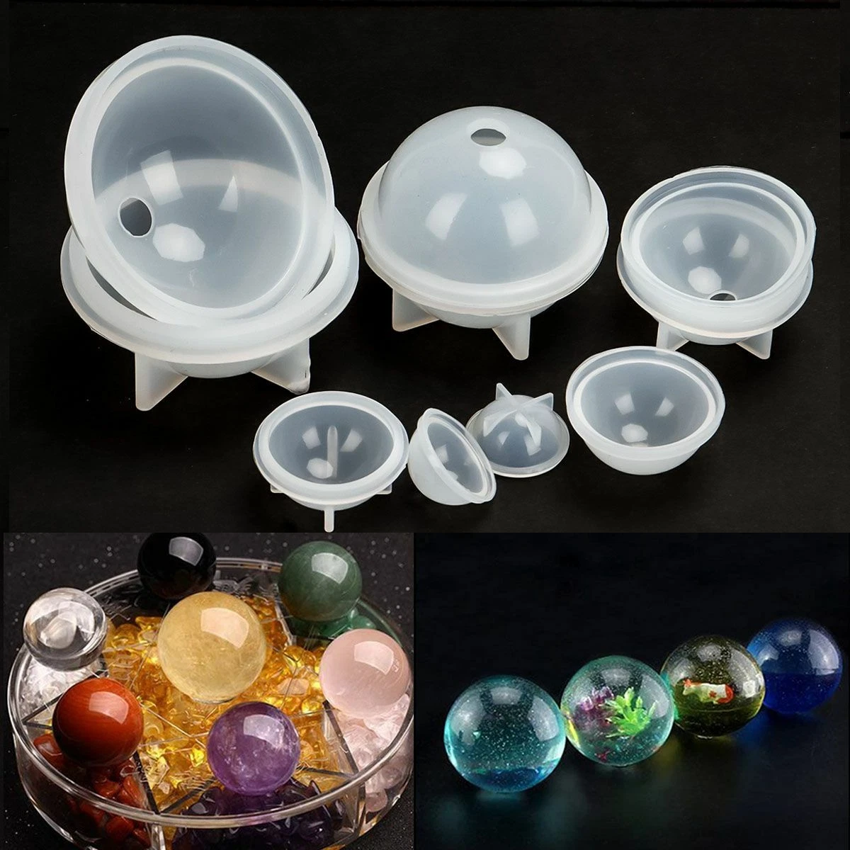 5X Sphere Resin Molds Round Silicone Molds Ball Mold for Epoxy Resin DIY  Jewelry