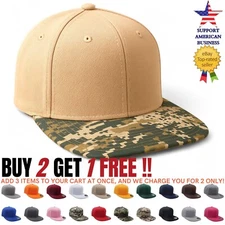 Snapback Hat Classic Trucker Caps Flat Brim Baseball Cap Solid Color Men Hats