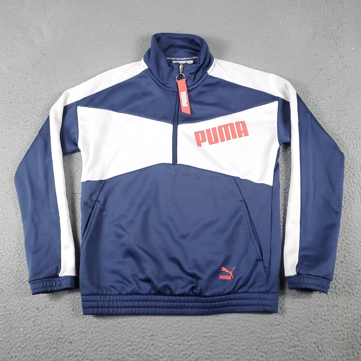 Puma Sweater Womens Size XS Blue Zip Pullover Sweatshirt Ladies