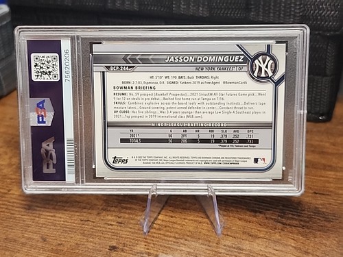 2022 Bowman Chrome Jasson Dominguez Mega Box Mojo Refractor Card #BCP-244 Psa 10 - Picture 3 of 3
