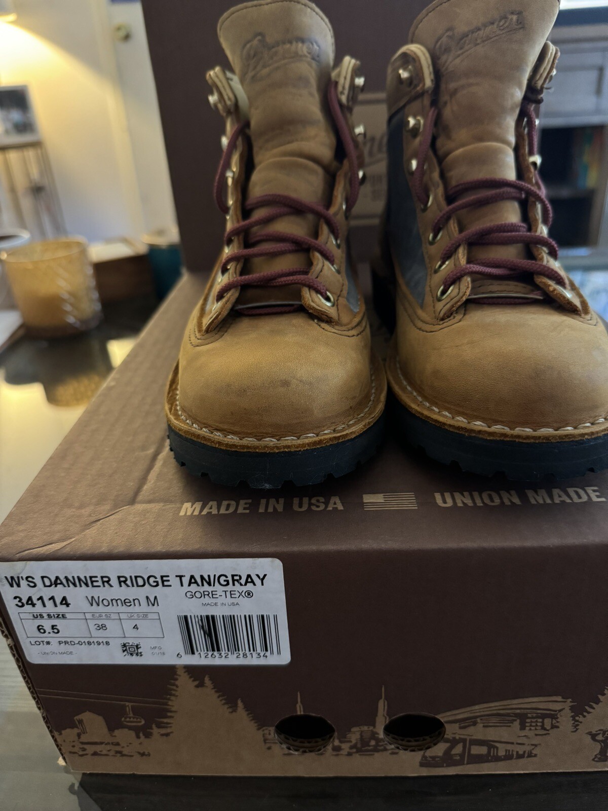 Danner Ridge Tan/Gray Gore-tex Leather & Canvas Boots, Size 6.5 Made in ...
