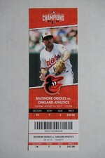 BALTIMORE ORIOLES VS ATHLETICS 8/16/2015 FULL TICKET ~ ADAM JONES (2 HRs) 