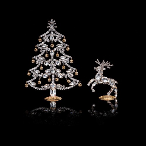 Luxury Czech christmas tree and deer, christmas ornaments, glass ornaments, Xmas - 第 1/1 張圖片