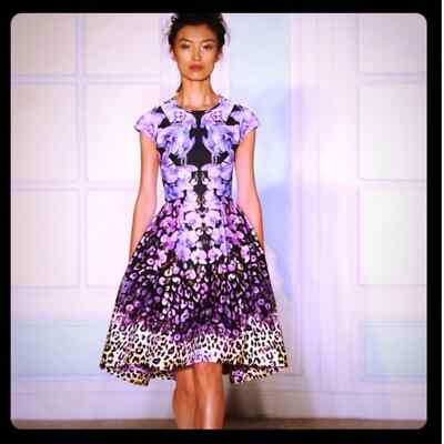 NWT Gorgeous Temperley Orchidea Dress Orchids Leopard size 8  /  Uk 12
