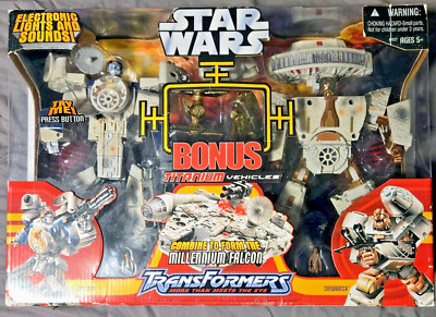 Star Wars Transformers Millennium Falcon Bonus Titanium Hasbro 2006 Sealed