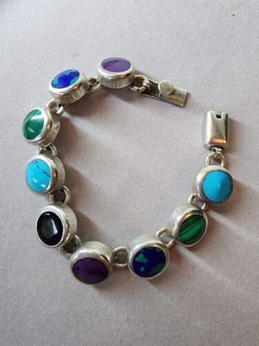 Mexico Vintage Multi Gem Stone Bracelet | labiela.com