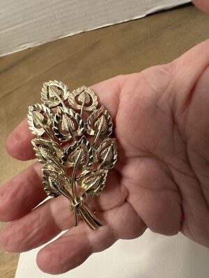 #ad #ad Coro Bouquet Spray Of Leaves Brooch Pin Champagne Gold Tone 2.5” $14.00