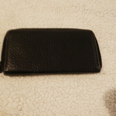 Vintage Black Leather Wallet Key Zipper Clutch Womens Mens Wallet