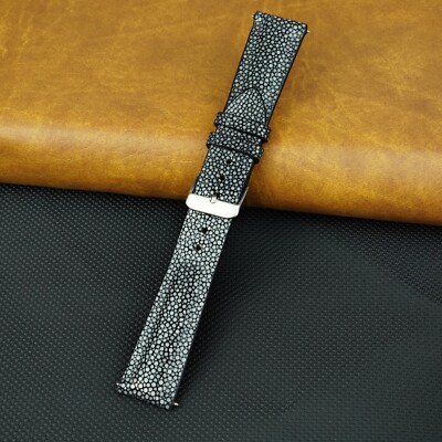 22mm Black Stingray Leather Watch Band Men Genuine Stingray Watch Strap Luxury