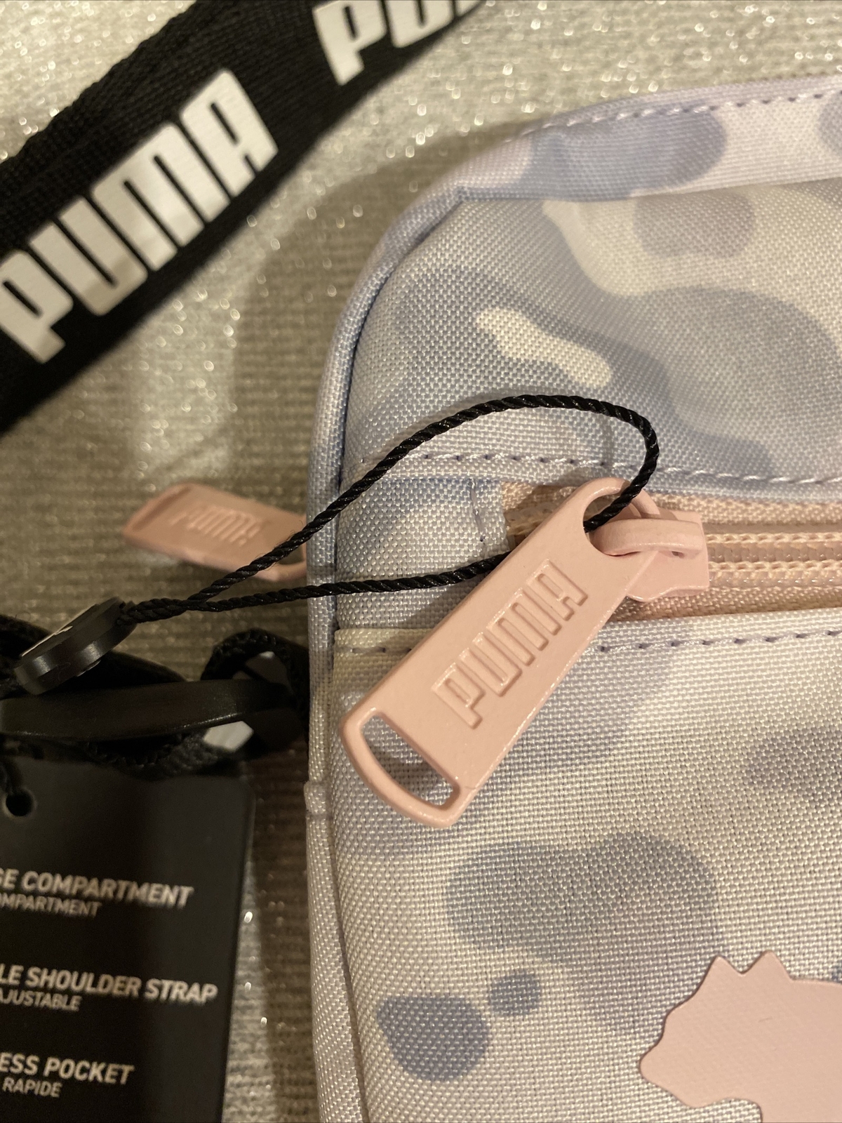 PUMA+EVERCAT+RHYTHM+CROSSBODY+Mini+Bag+Zip+Closure+Gray+Pink+Camouflage