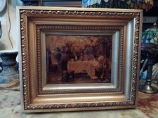 Beautiful Antique Crystoleum Reverse Painting on Glass (the Caller ) Art Nouveau