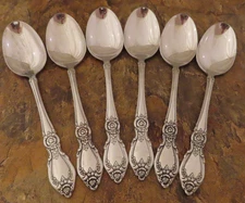 Oneida Plantation Set of 6 Oval Soup Spoons Community Stainless Flatware Lot R