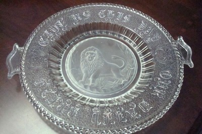 Eapg Plate Frosted Lion,Give Us This Day Our Daily Bread Orig